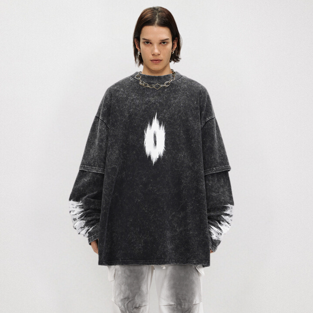 Washed Flame Print Sweatshirt