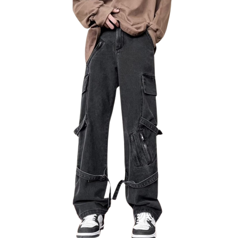 Solid Lace-Up Jeans