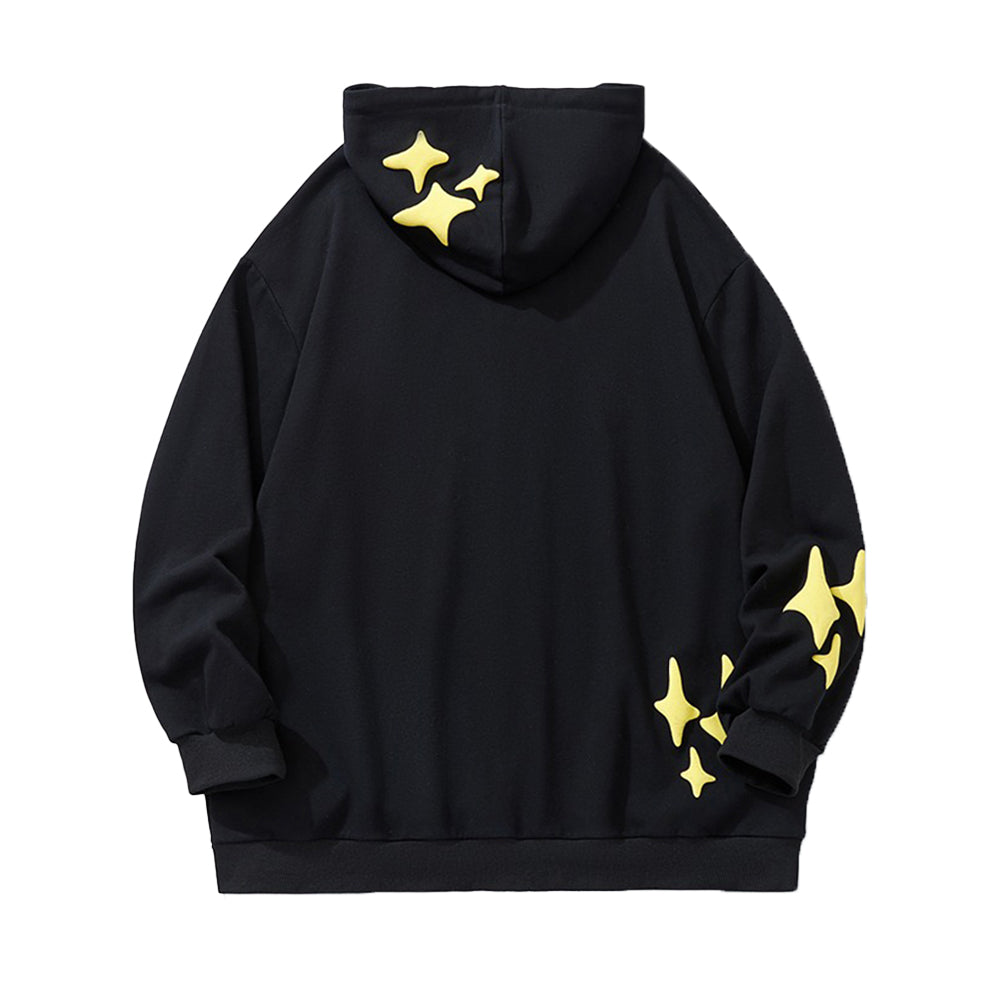 Star Foam Letter Zipper Hoodie