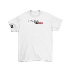 Edgy Embroidered Tee with Evil Samurai Mask and Survival Quote Details