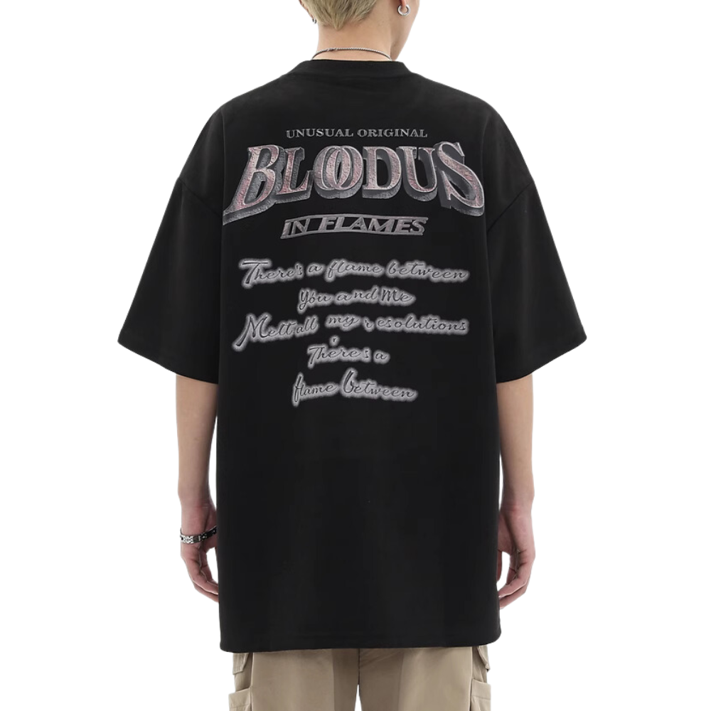 Dark Bloodthirsty Alphabet Print T-Shirt
