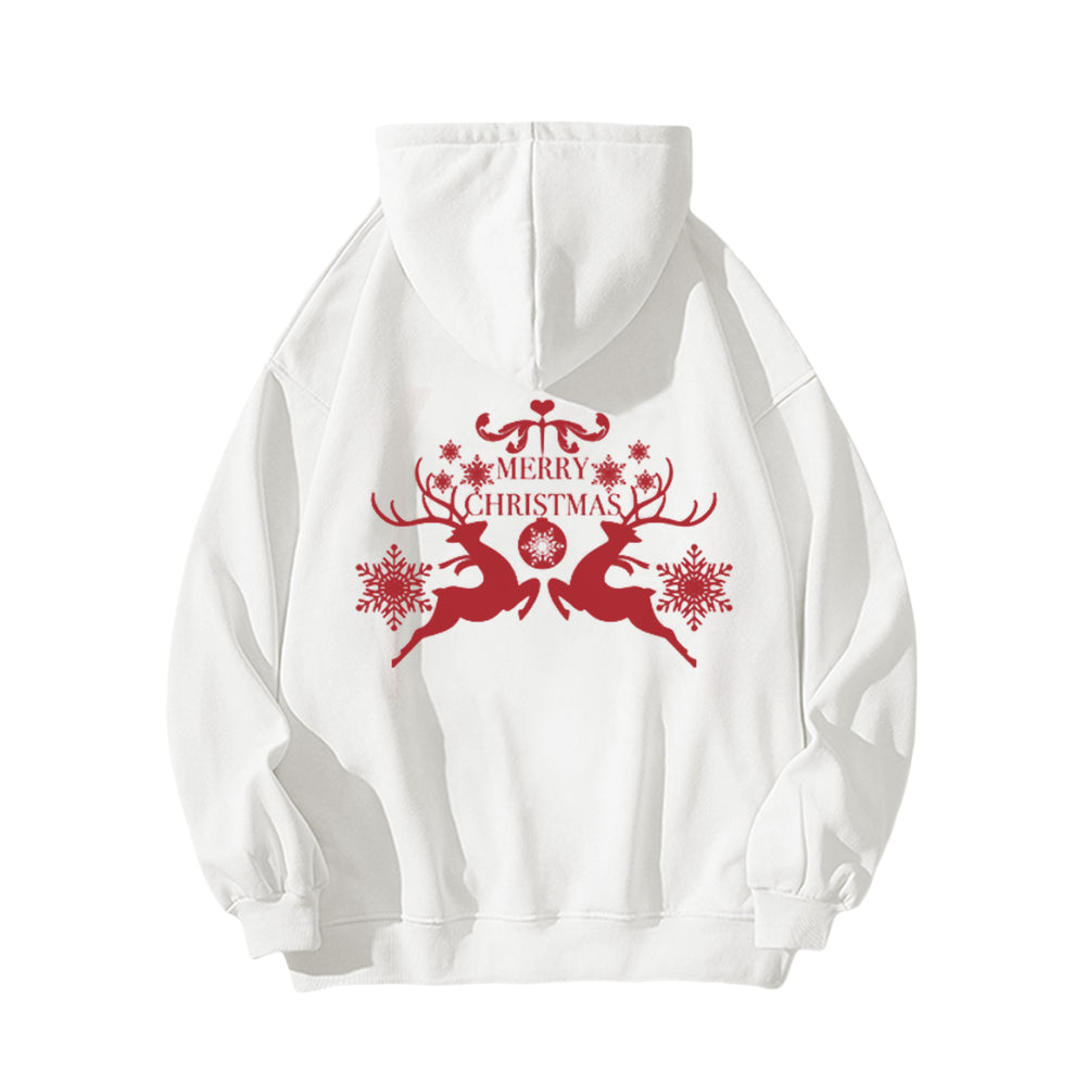 Casual Simple Drawing Of Snowflake Elk Hoodie