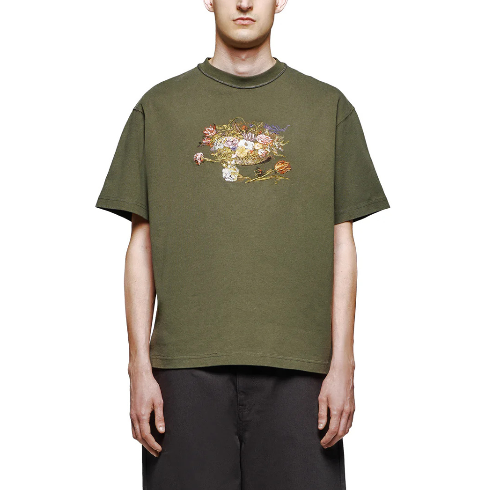 Evokyn Embroidered Vintage Floral Still Life T-Shirt