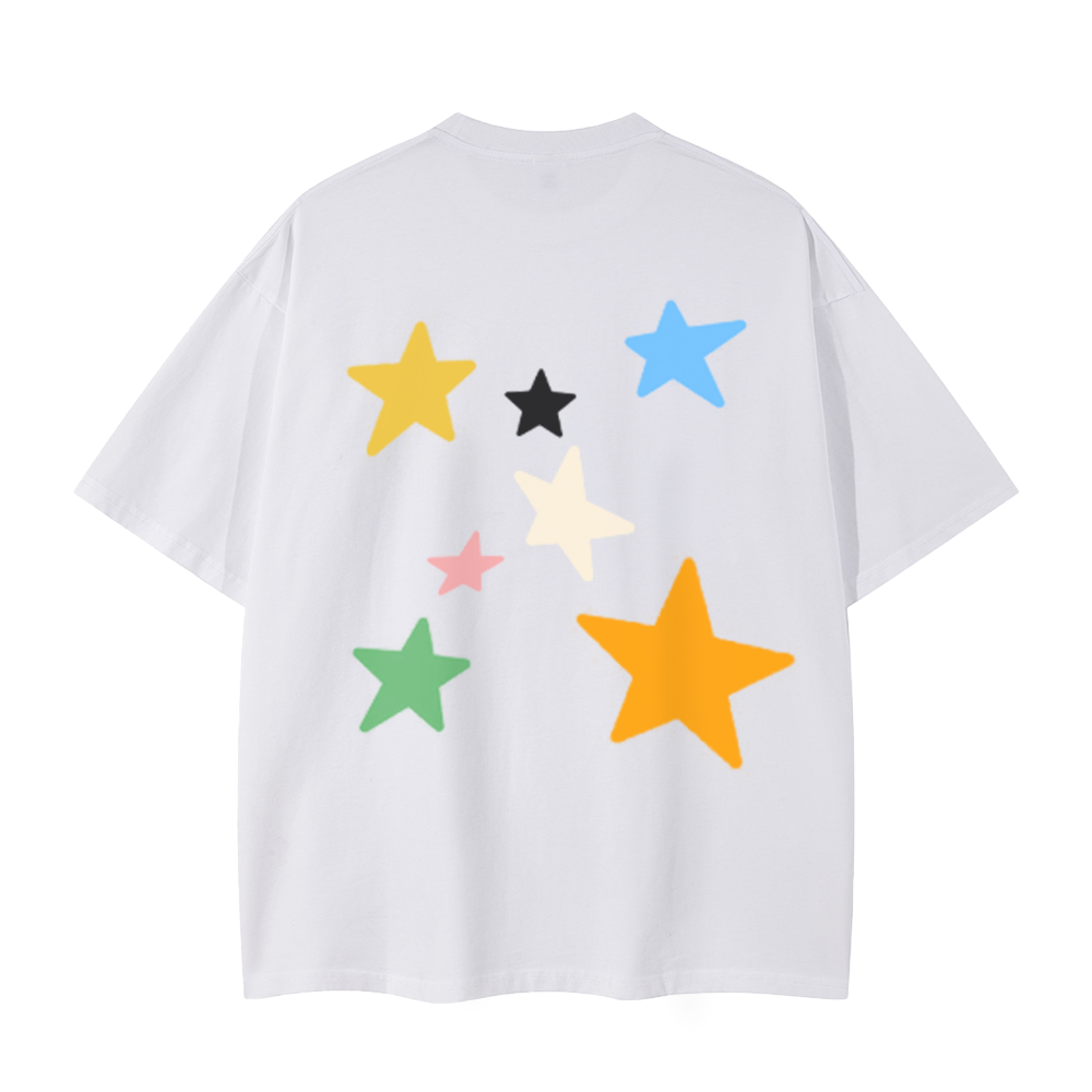 Colorful Stars Couple Cotton T-Shirt