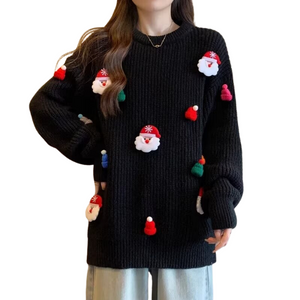 Women's Solid Color Santa Sweater