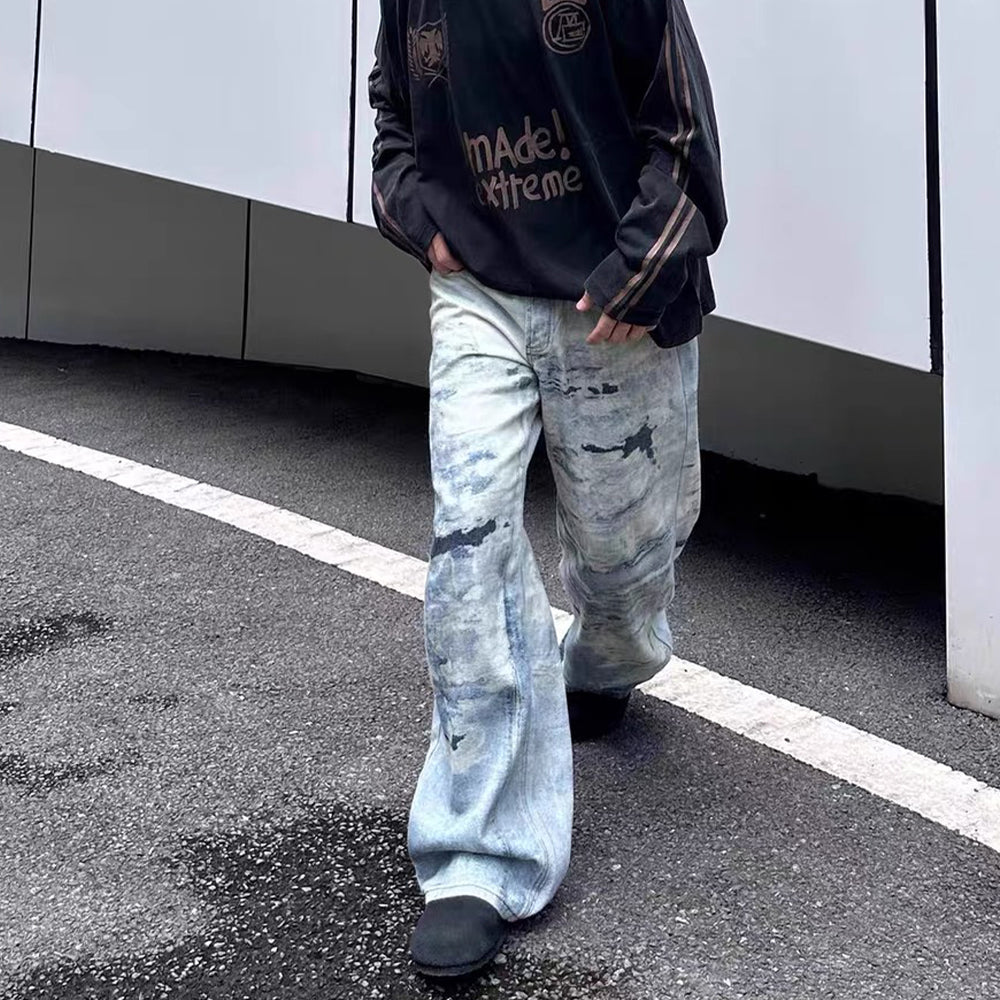 DF Vintage Heavy Washed 3D Printed Tie-Dye Jeans