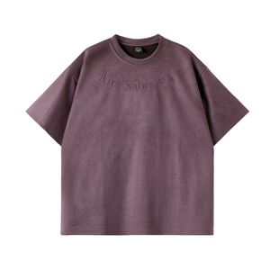 Suede Embroidered Letter T-Shirt