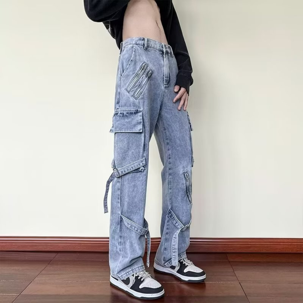 Solid Lace-Up Jeans