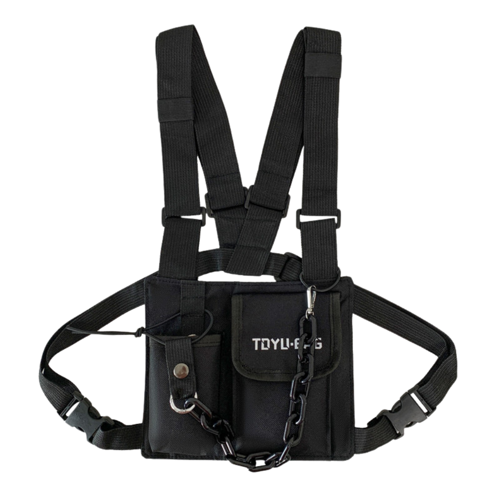 Dark Functional Chain Chest Bag