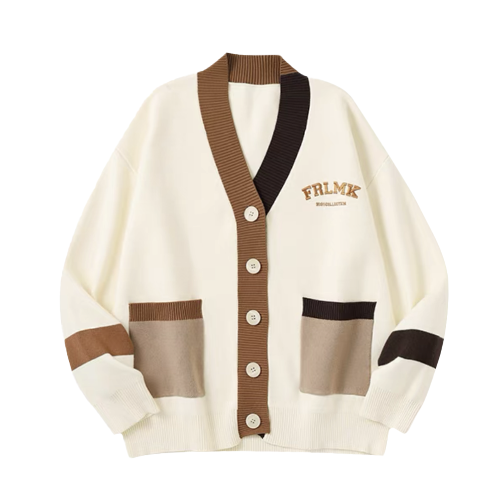 Japanese Letter Embroidery Cardigan Sweater