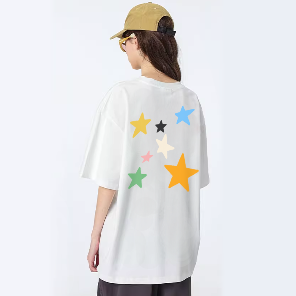 Colorful Stars Couple Cotton T-Shirt