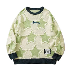 ⚡OOC' Vintage Star Jacquard Patch Sweater