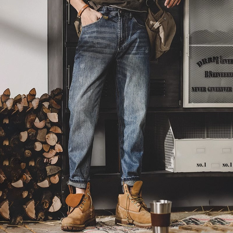 American Retro Loose Straight Thin Section Washed Casual Jeans