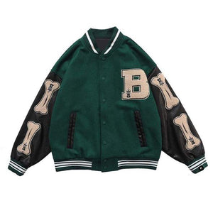 Letter Skeleton Embroidery Baseball Jacket