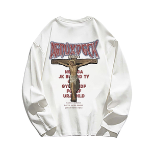 Vintage Bold Jesus Letter Graphic Long Sleeve Shirt