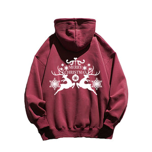 Casual Simple Drawing Of Snowflake Elk Hoodie