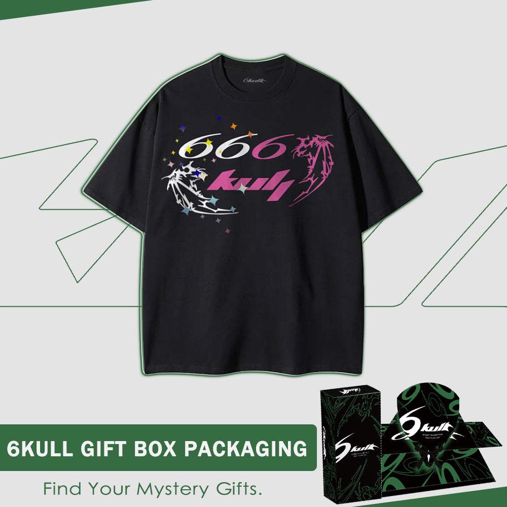 6Kull Hip Hop Color Contrast Wings T-shirt