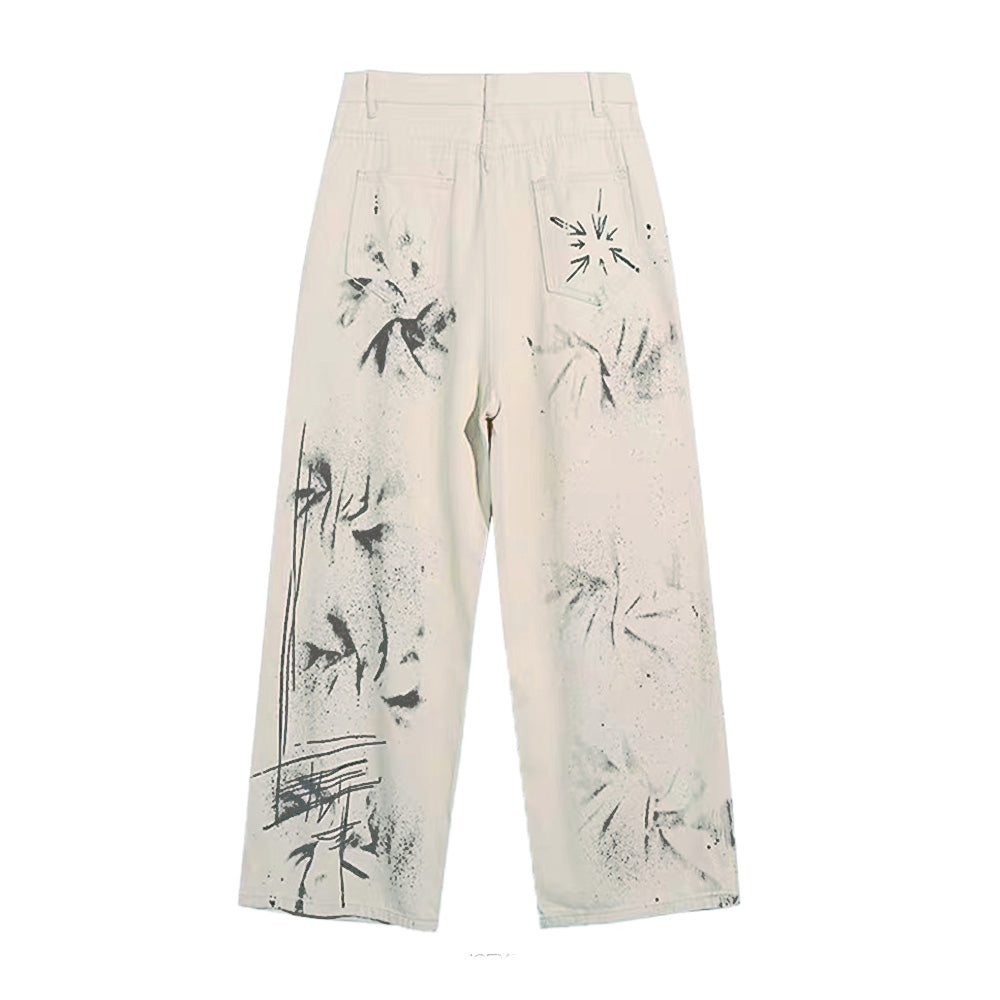 DF White And Black Ink Design Jeans