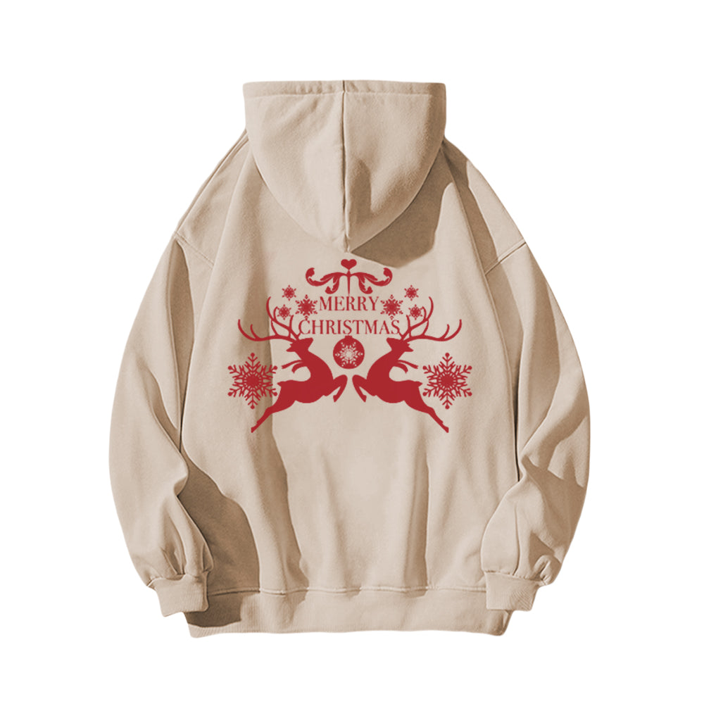 Casual Simple Drawing Of Snowflake Elk Hoodie