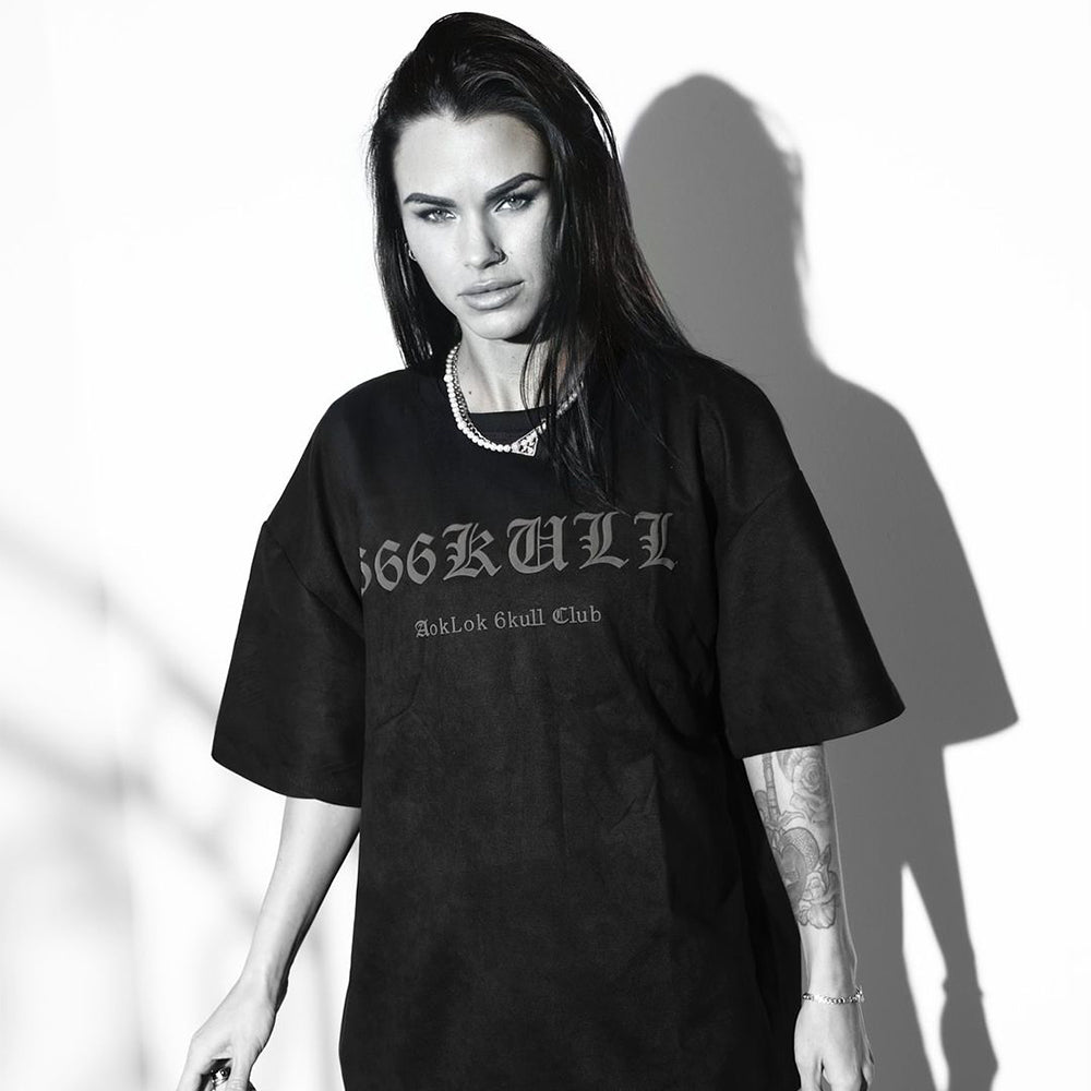 6Kull Vintage Skull Wings Suede T-Shirt