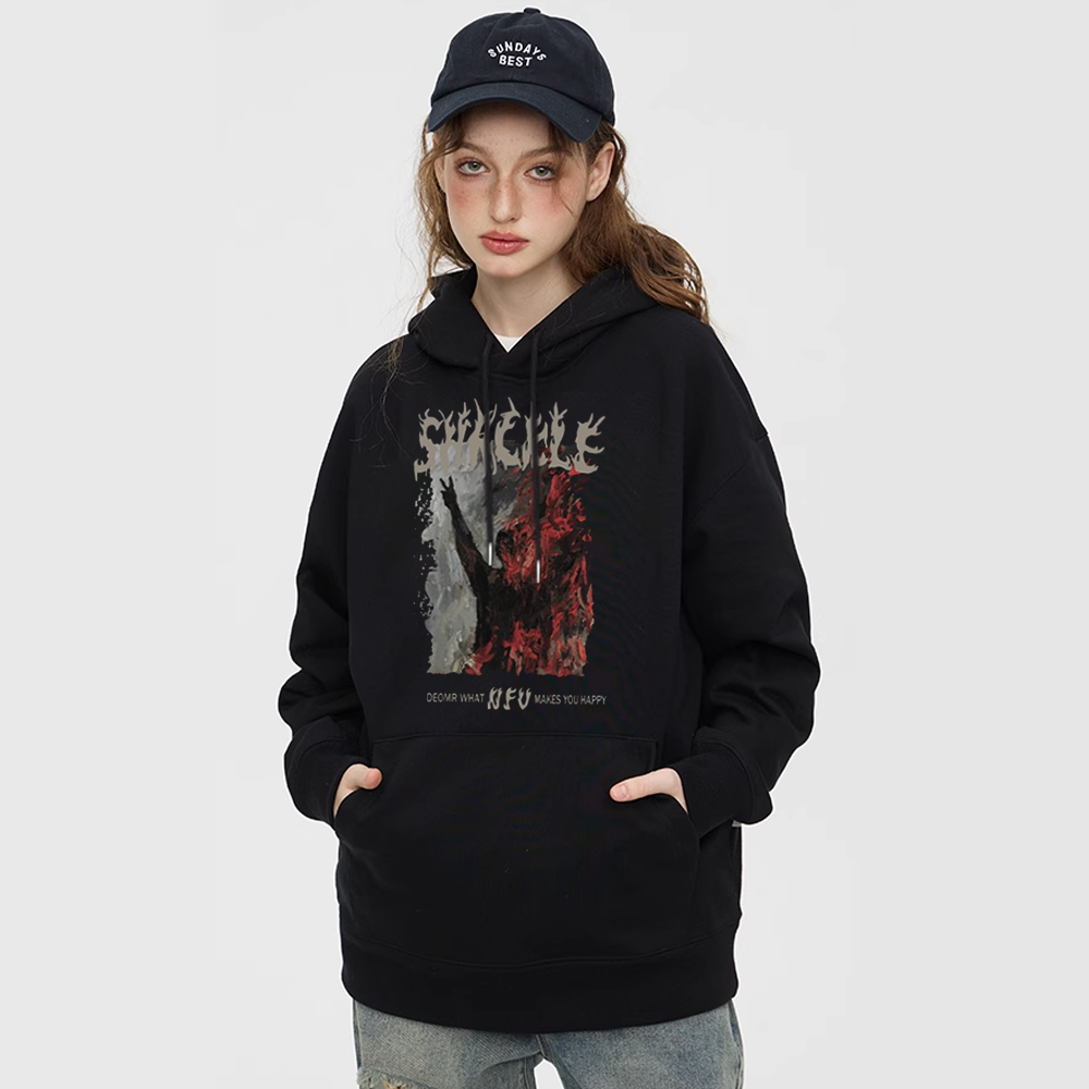 Street Letter Printed Hoodies