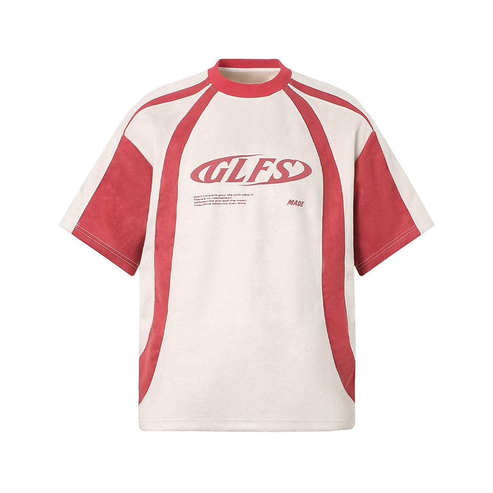 Evokyn Contrast Color Stitching Print Jersey T-Shirt