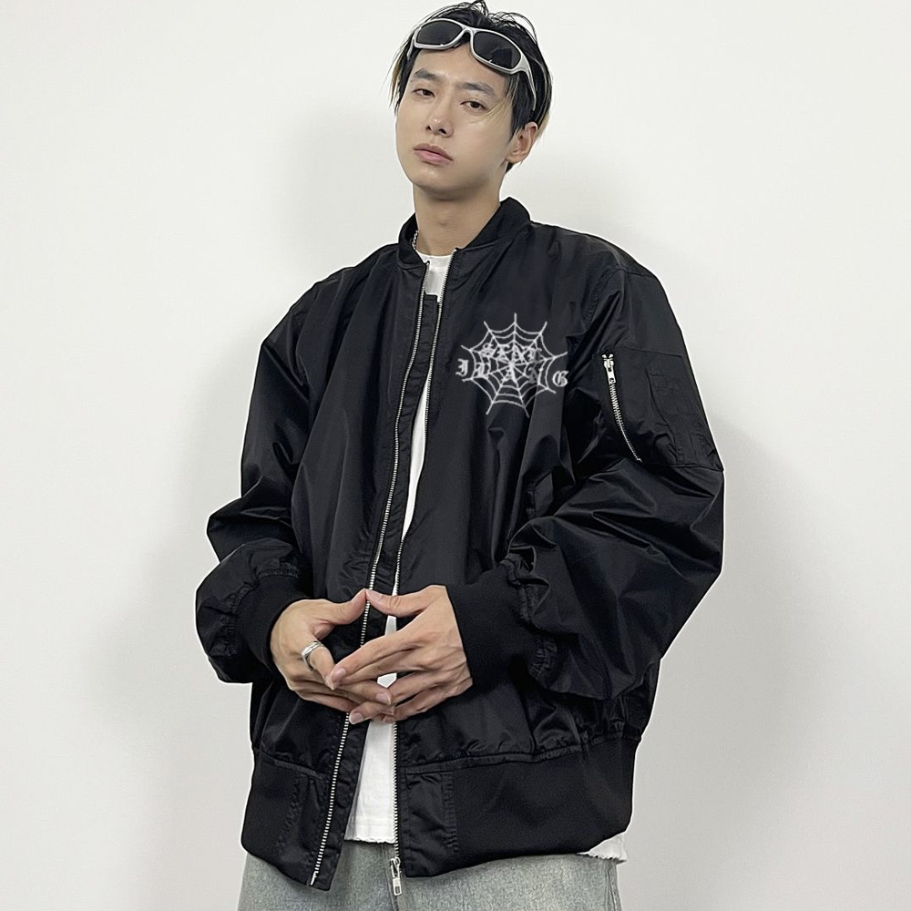 Spider Embroidered Bomber Jacket