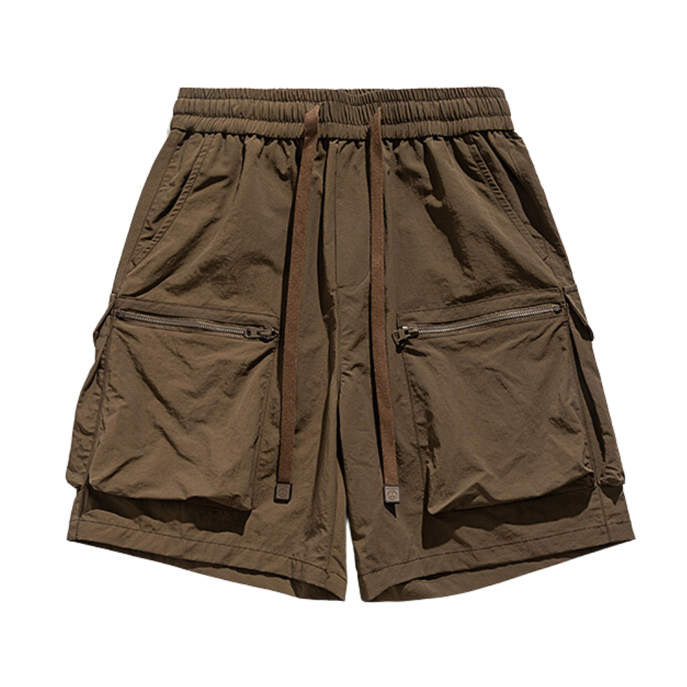 Vintage Solid Drawstring Cargo Shorts