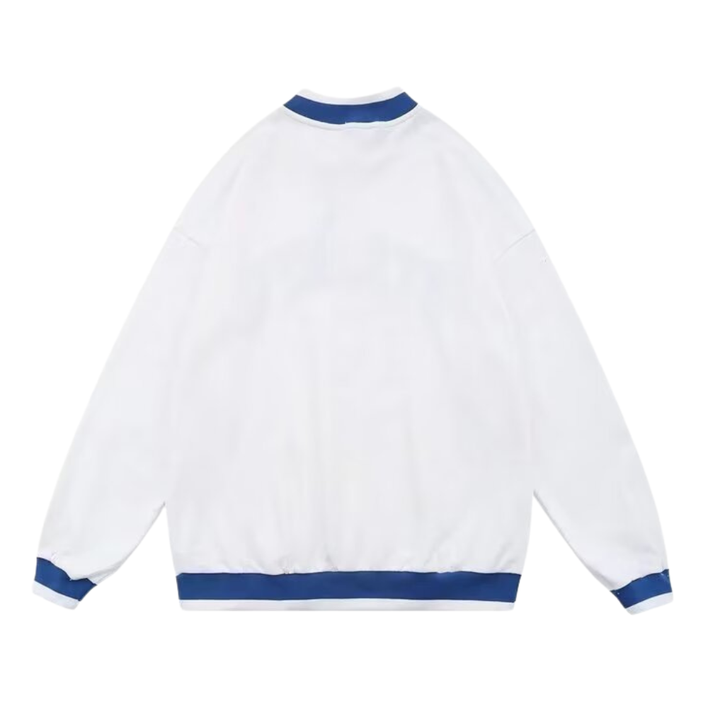 Retro Ribbed Sleeve Printed Sweatshirt