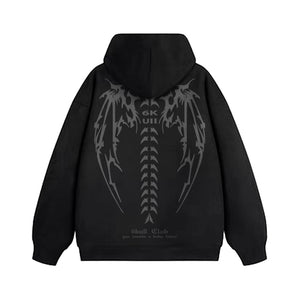 6Kull Retro Bone Wings Design Hoodie