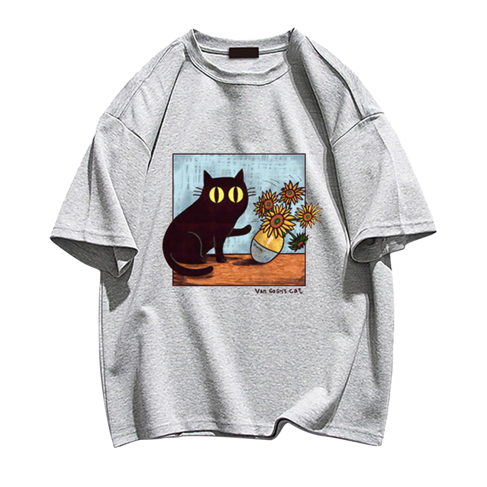 Cat And Van Gogh'S Sunflowers T-Shirt