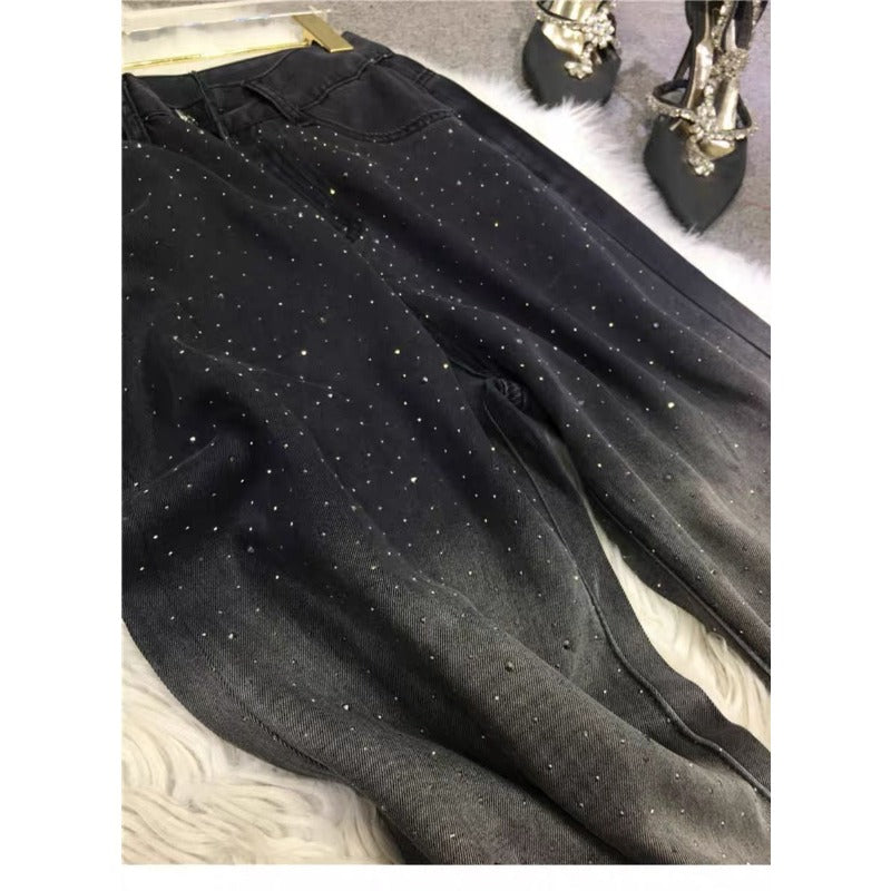 LoopStone Gradient Tie Dye Wash Wide-Leg Shining Stars Jeans