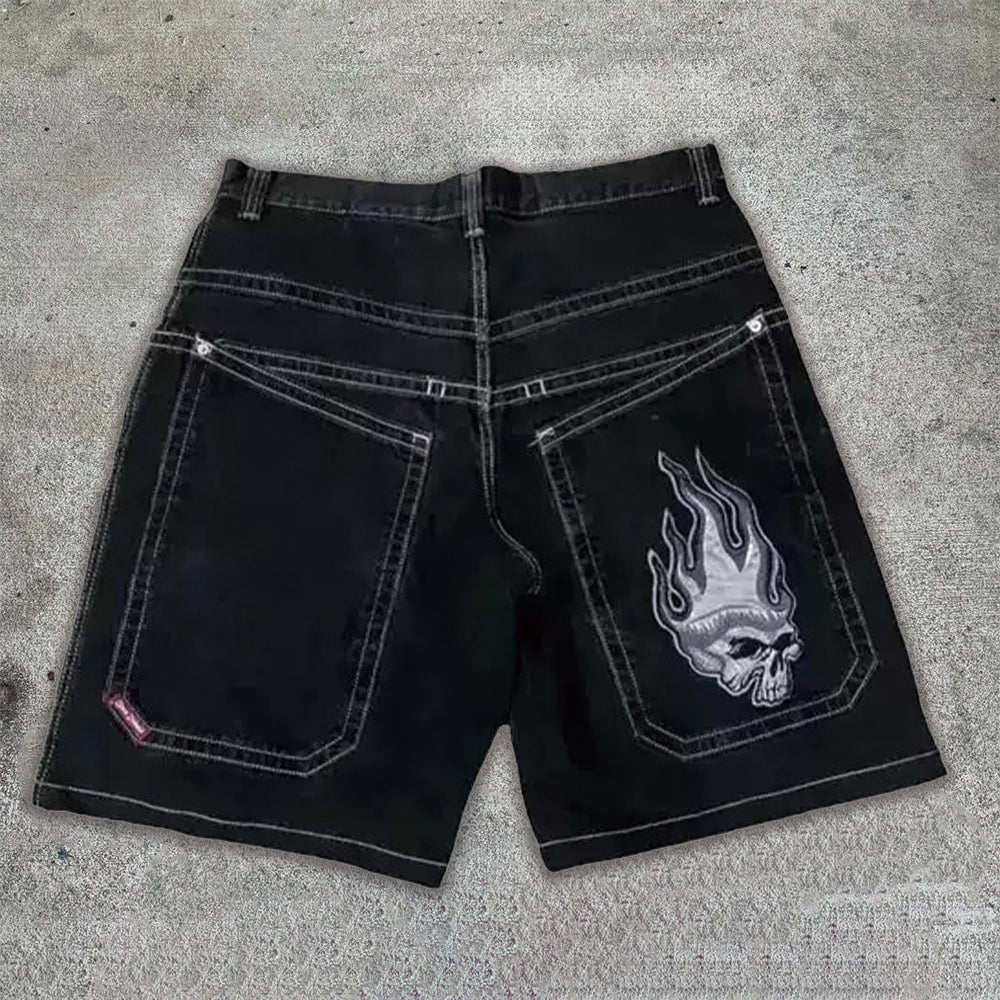 BAGGOUT White Skull Flame Jeans