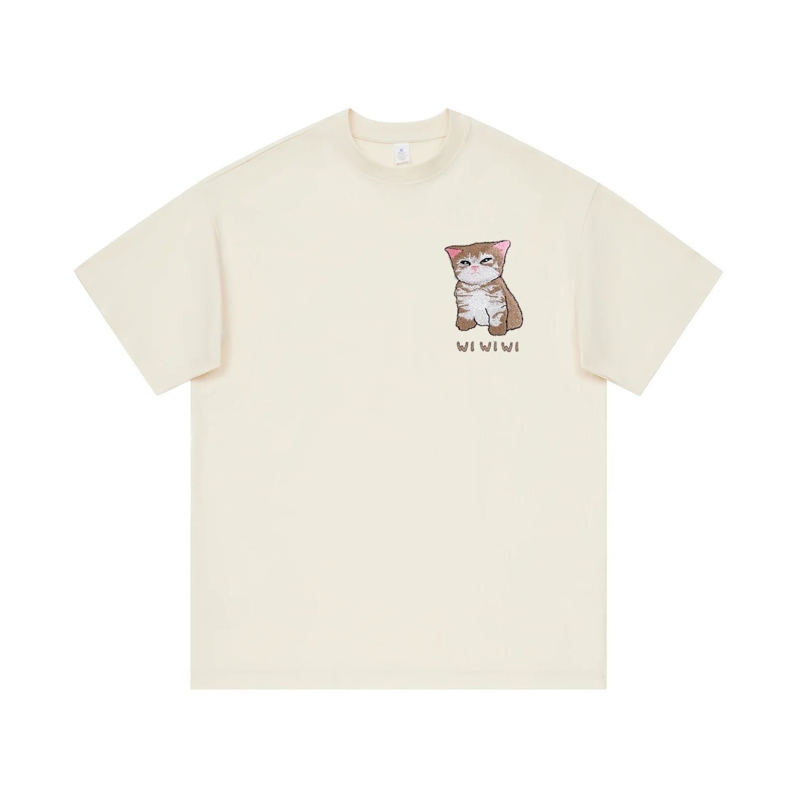 Aoklok & Evokyn Cartoon Cat Embroidered Tee