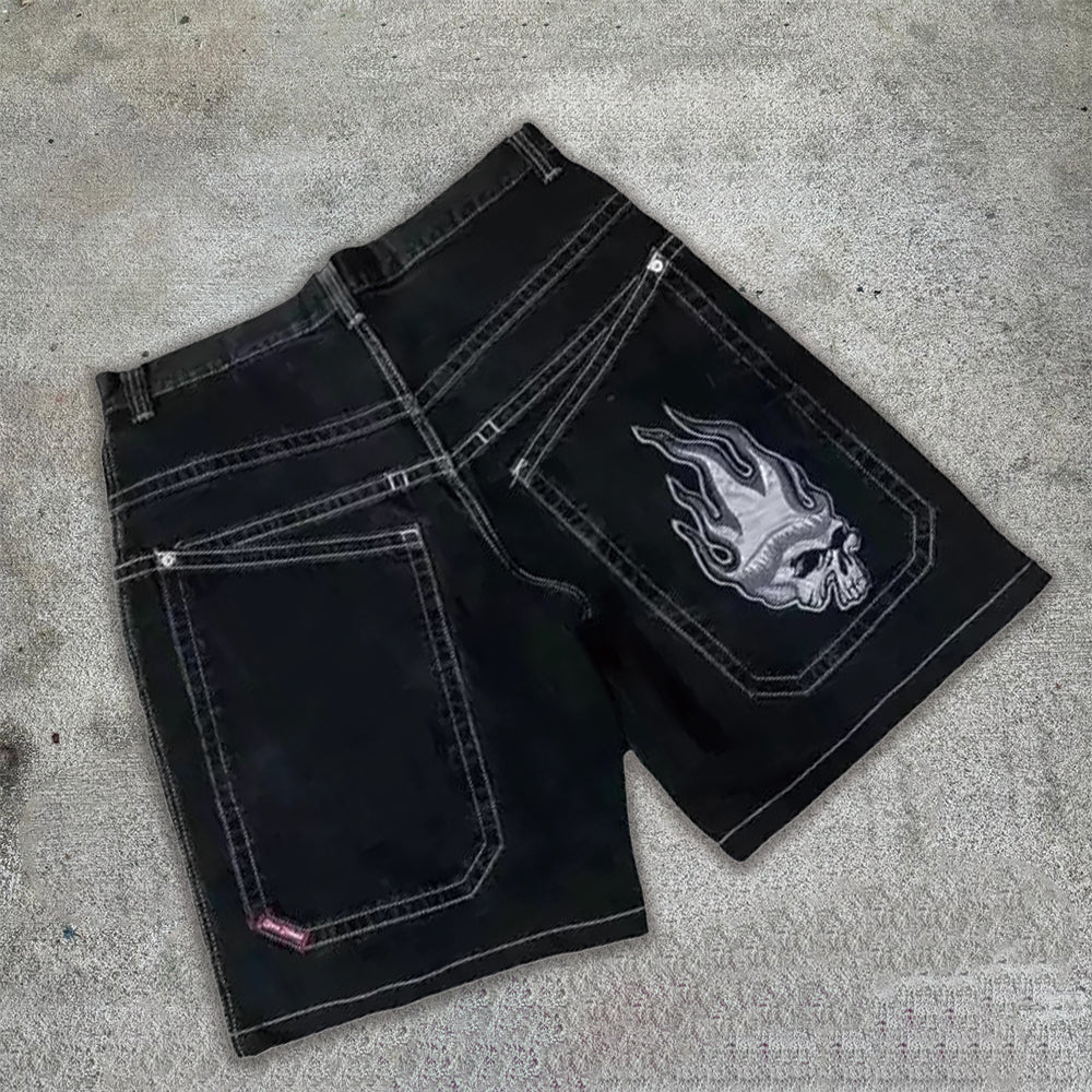 BAGGOUT White Skull Flame Jeans