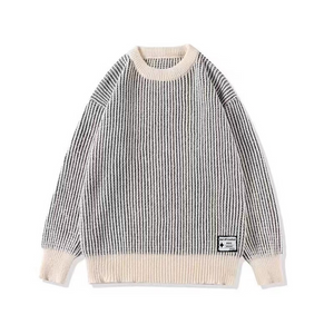 OOC' Vintage Loose Crewneck Pinstripe Knit Sweater