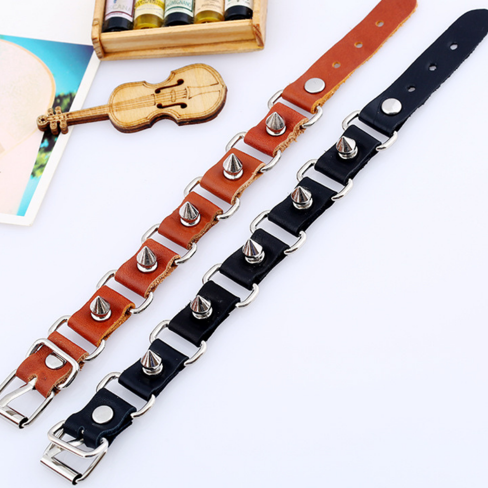 Punk Rivet Leather Bracelet