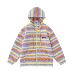 Sweet Colorful Striped Color Coat