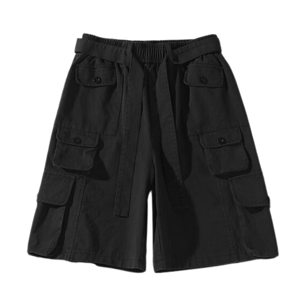 Solid Multi-Pocket Cargo Shorts
