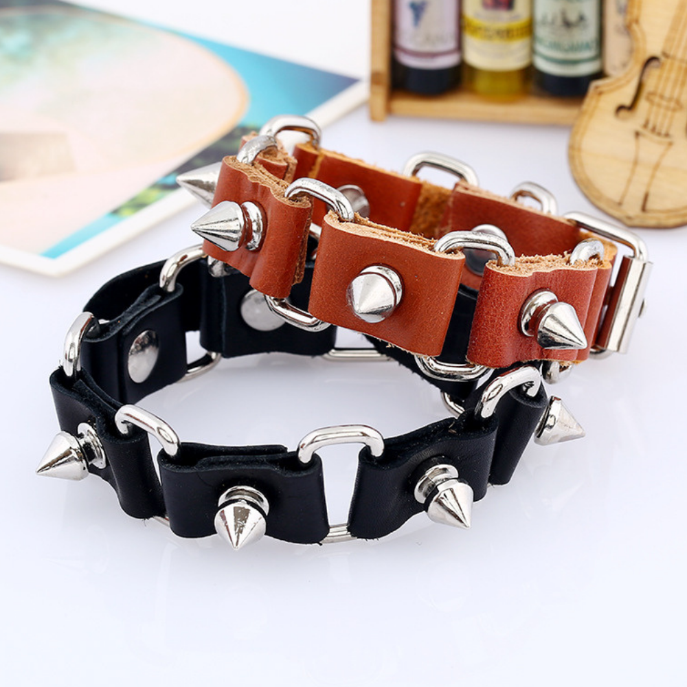 Punk Rivet Leather Bracelet