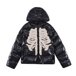 Dark Flocking Embroidery Skeleton Coat