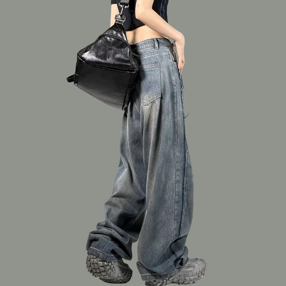 Women's High Street Washed Wide Leg Jeans