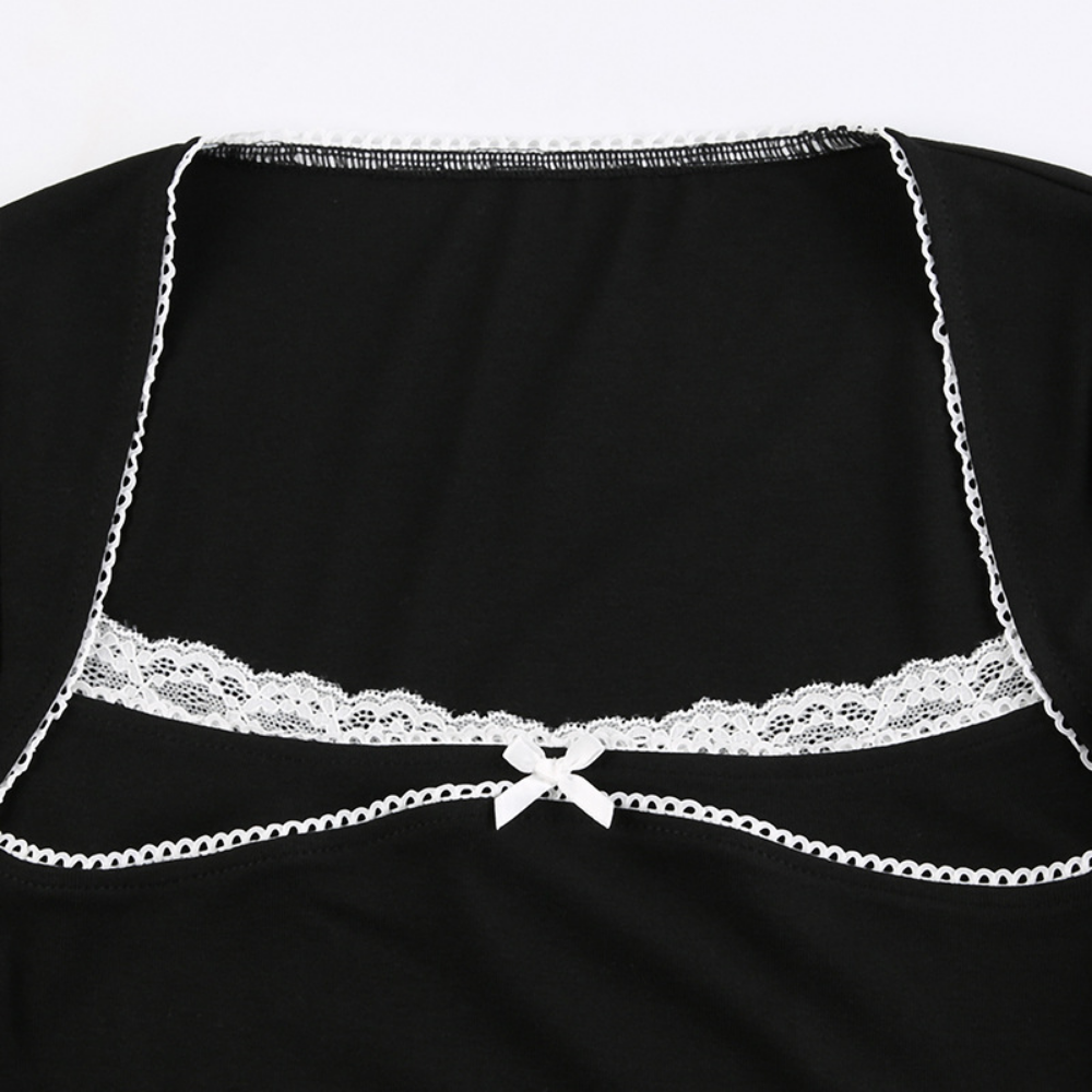 Women's Square Neck Slim Long Sleeve