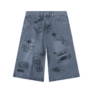 Street Graffiti Denim Shorts