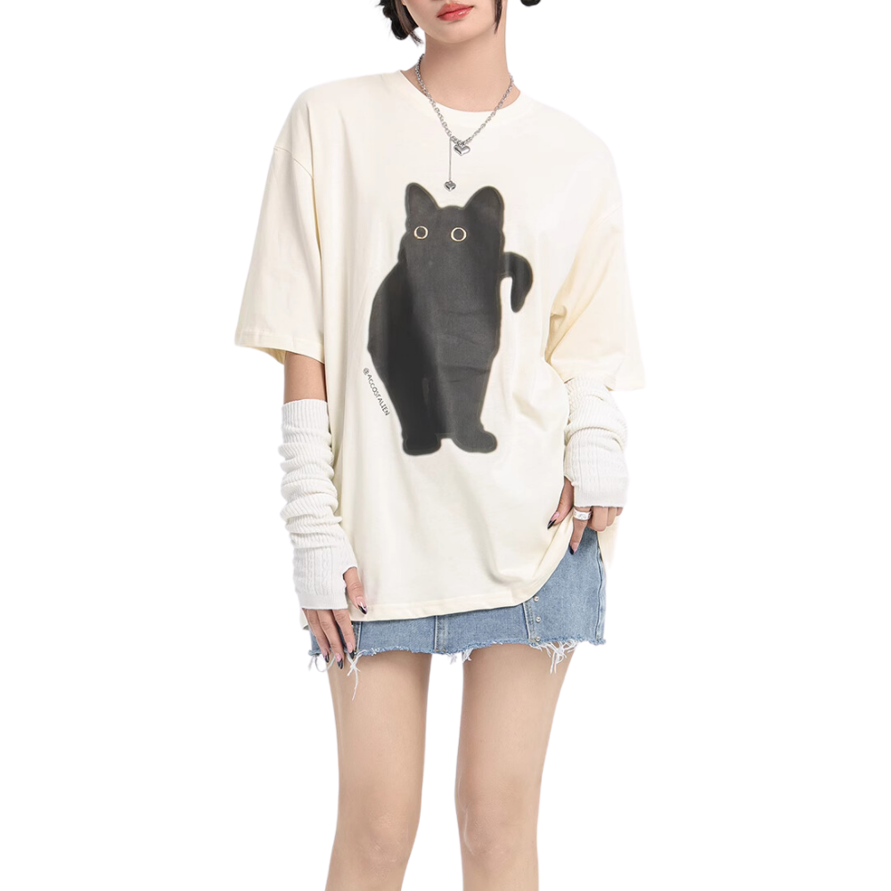 Apathy Little Black Cat T-shirt