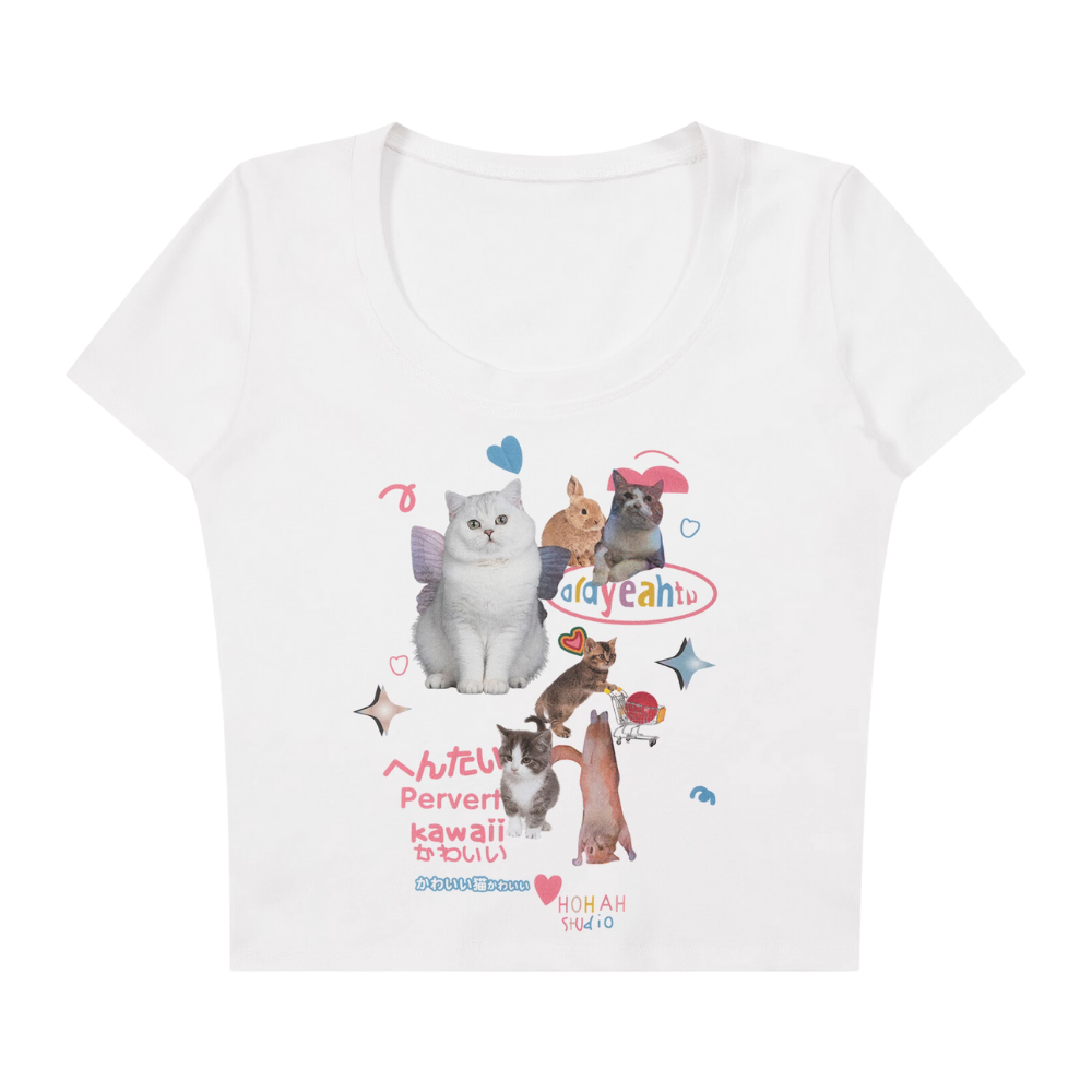 Women's Cute Cat Slim T-shirt