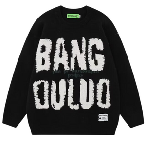 OOC' Lettering Print Loose Sweater