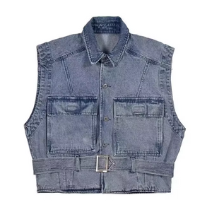 High Street Multi-Pocket Cargo Denim Vest