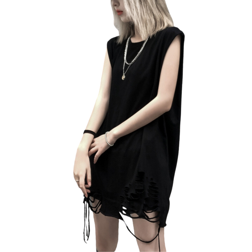 Simple Solid Color Ripped Vest
