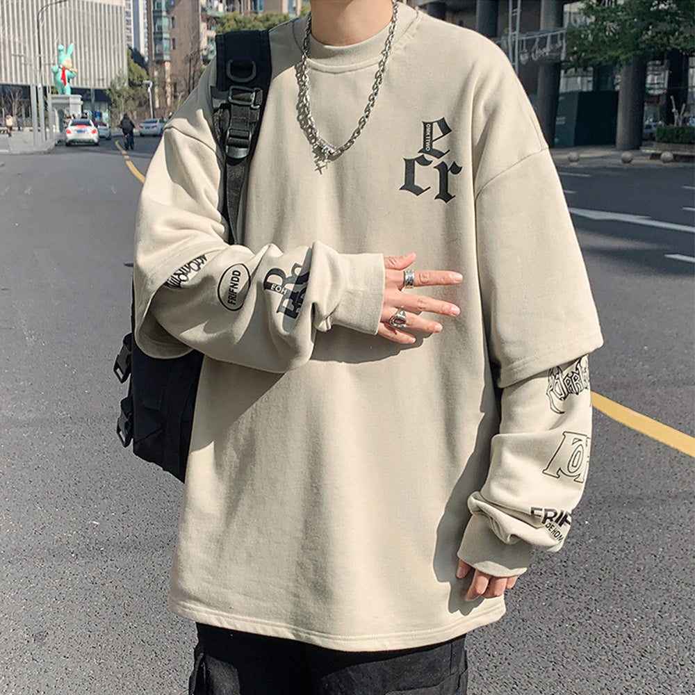 Japanese Retro Letter Print Sweatshirt